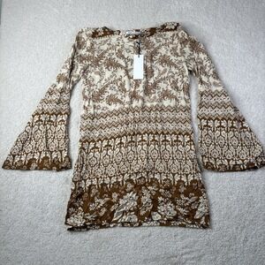 Novella Royale "Fever" Mini Dress Women's Size XS Boho Floral Tunic Paisley